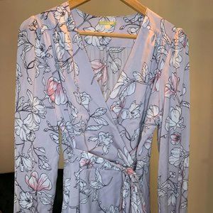 Gianni Bini Lillian Floral Print Long Sleeve Wrap Dress - High Lo